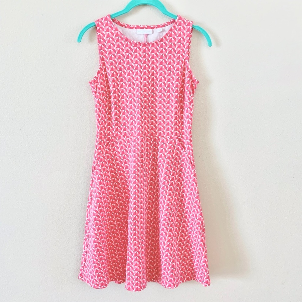 Sleeveless Pink Patterned A-Line Dress